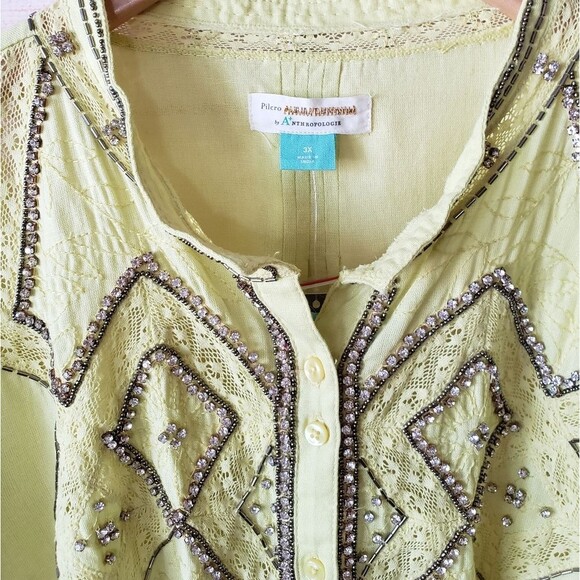 Pilcro Nayeli Beaded Embellished Western Style Cotton Shirt Blouse Size 3X - Picture 6 of 13